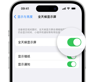 牟定苹果15预约维修分享iPhone15如何设置全天候显示屏幕可见 