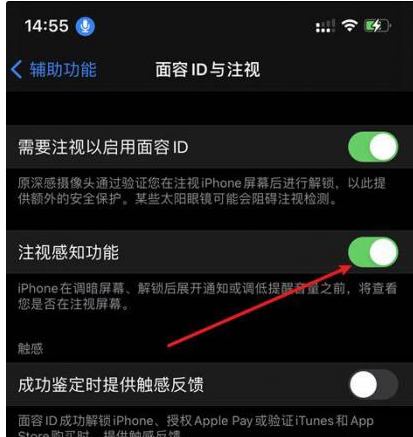 牟定苹果14维修网点分享iPhone14注视感知功能有什么用 